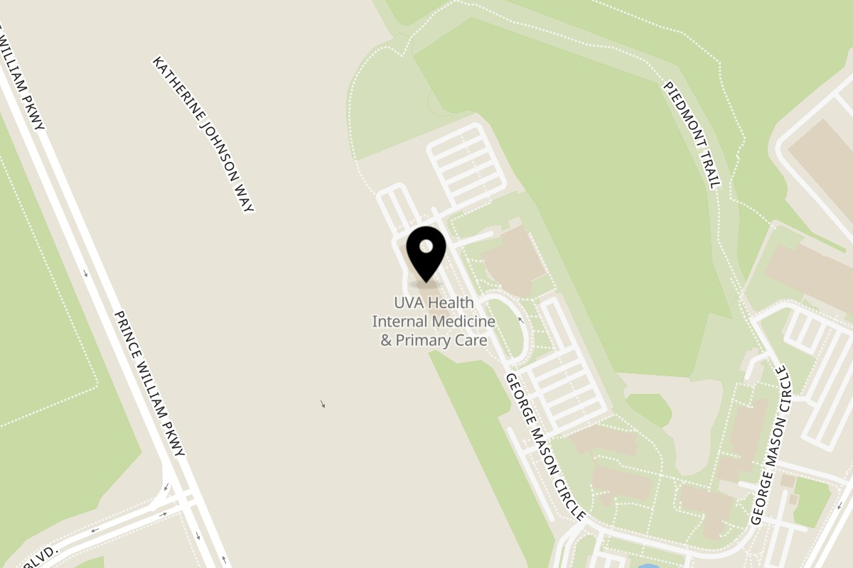 Map showing the location of Kabob Zone Manassas on 10945 George Mason Cir in Manassas